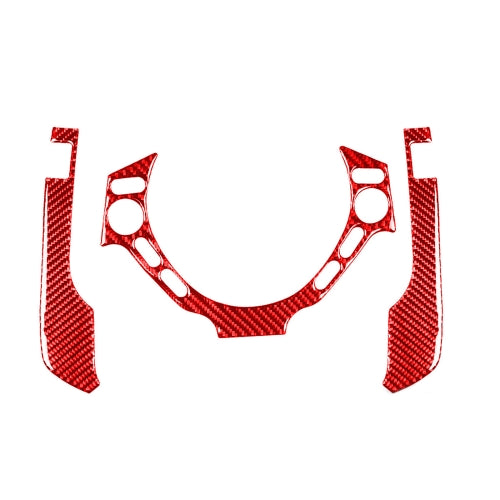 3 PCS / Set Carbon Fiber Car Dashboard Steering Wheel Buttons Decorative Sticker for Nissan GTR R35 2008-2016, Left and Right Driving Universal(Red)