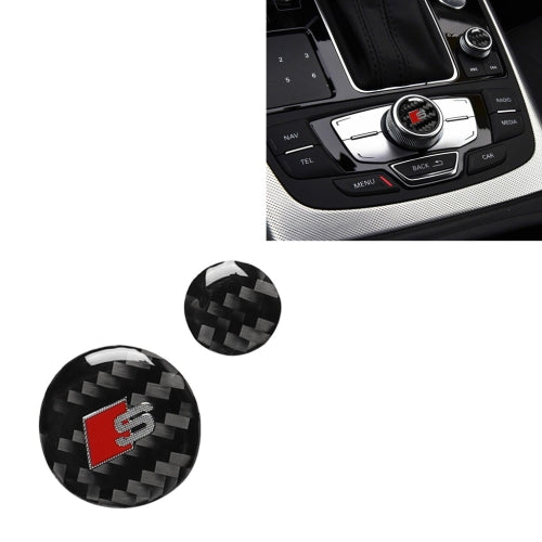 Car Carbon Fiber Multimedia Knob Decorative Sticker for Audi A6 S6 C7 A7 S7 4G8 2012-2018, Left and Right Drive Universal