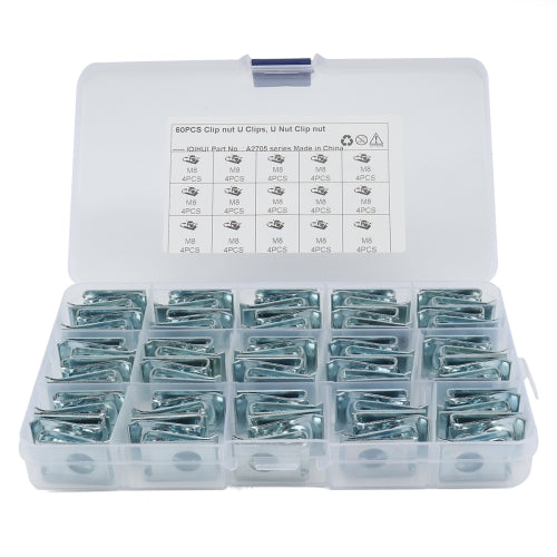 60 PCS B Nut Kit Spire Clips M8 Zinc Speed Fasteners Lug Nuts