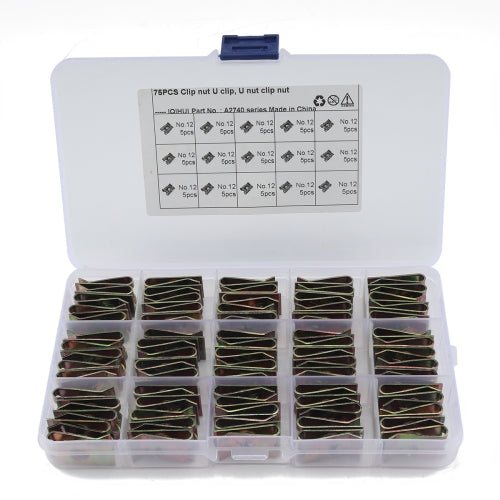 75 PCS U Nut Kit Spire Clips No.12 Zinc Speed Fasteners Lug Nuts