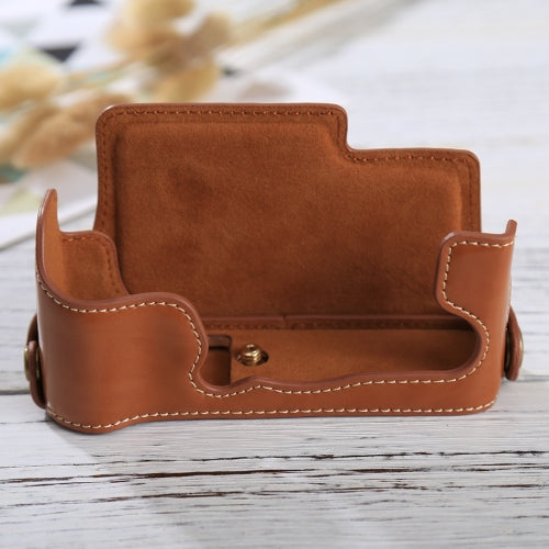 1/4 inch Thread PU Leather Camera Half Case Base for FUJIFILM X-E3(Brown)