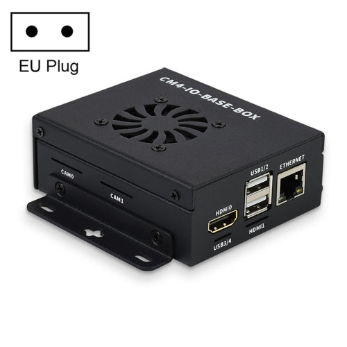 Waveshare Mini IO Board Lite Ver Mini-Computer Base Box with Metal Case & Cooling Fan for Raspberry Pi CM4(EU Plug)