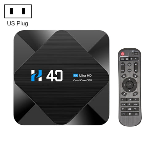 H40 6K HDR Smart TV BOX Android 10.0 Media Player wtih Remote Control, Quad Core Allwinner H616, RAM: 2GB, ROM: 16GB, 2.4GHz/5GHz WiFi, US Plug