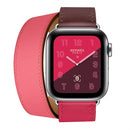 Two Color Double Loop Leather Wrist Strap Watchband for Apple Watch Series 3 & 2 & 1 38mm, Color:Wine Red+Deep Rose Red+Light Rose Red