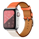Two Color Single Loop Leather Wrist Strap Watchband for Apple Watch Series 3 & 2 & 1 42mm, Color:Rice White+Orange
