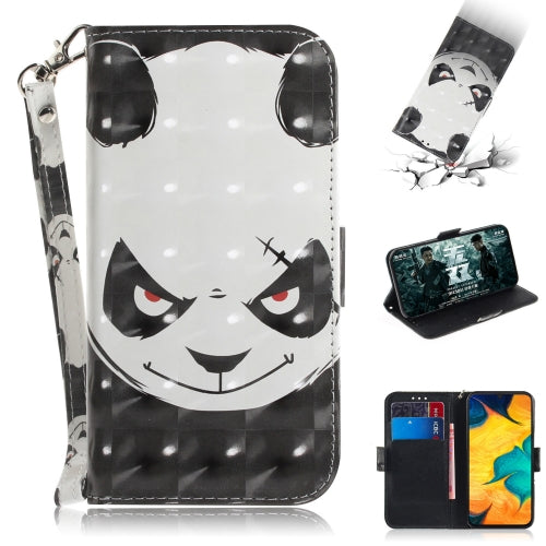 3D Painting Pattern Coloured Drawing Horizontal Flip Leather Case with Holder & Card Slots & Wallet For Galaxy A30(Angry Bear)