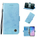 Multifunctional Horizontal Flip Retro Leather Case with Card Slot & Holder for Galaxy A50(Sky Blue)