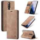 CaseMe-013 Multi-functional Retro Frosted Horizontal Flip Leather Case with Card Slot & Holder & Wallet For OnePlus 7 Pro(Brown)