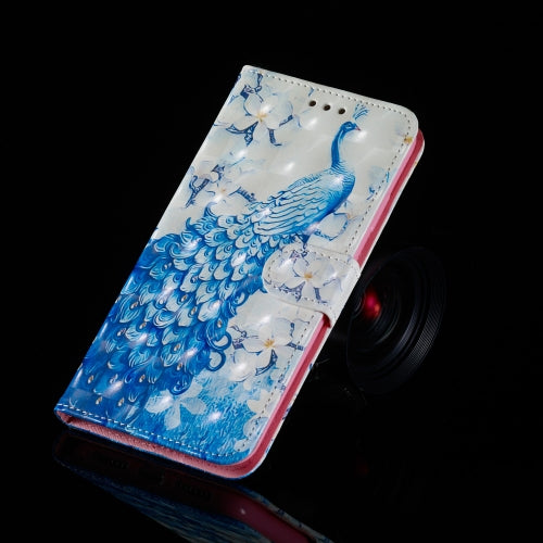 3D Painting Pattern Coloured Drawing Horizontal Flip PU Leather Case with Holder & Card Slots & Wallet For Galaxy M20(Blue Peacock)