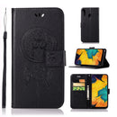 Wind Chime Owl Embossing Pattern Horizontal Flip Leather Case with Holder & Card Slots & Wallet For Galaxy A40(Black)