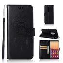 Wind Chime Owl Embossing Pattern Horizontal Flip Leather Case with Holder & Card Slots & Wallet For Galaxy S9+(Black)
