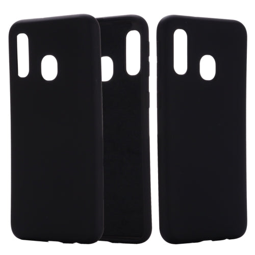 Solid Color Liquid Silicone Dropproof Full Coverage Protective Case for Galaxy A20 / A30(Black)