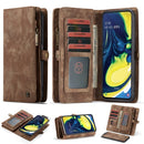 CaseMe-008 Detachable Multifunctional Horizontal Flip Leather Case with Card Slot & Holder & Zipper Wallet & Photo Frame for Galaxy A80 / A90(Brown)