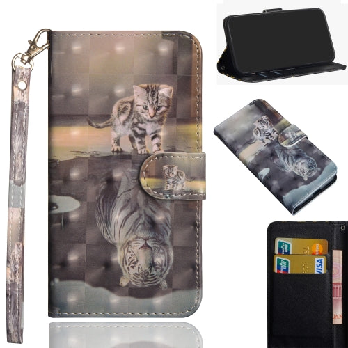 3D Painting Pattern Coloured Drawing Horizontal Flip TPU + PU Leather Case with Holder & Card Slots & Wallet For Google Pixel 3a XL(Cat Tiger)