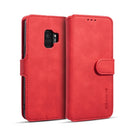 DG.MING Retro Oil Side Horizontal Flip Case with Holder & Card Slots & Wallet for Galaxy S9(Red)