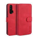 DG.MING Retro Oil Side Horizontal Flip Case with Holder & Card Slots & Wallet for Huawei Honor 20 Pro(Red)