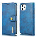 DG.MING Crazy Horse Texture Flip Detachable Magnetic Leather Case with Holder & Card Slots & Wallet For iPhone 11 Pro Max (Blue)