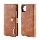 DG.MING Crazy Horse Texture Flip Detachable Magnetic Leather Case with Holder & Card Slots & Wallet for iPhone 11(Brown)
