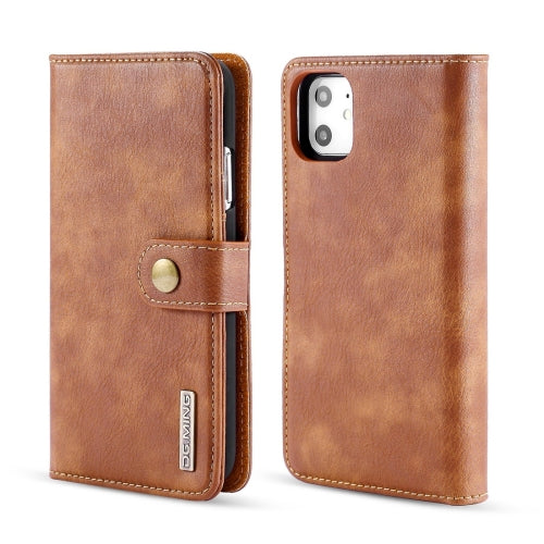 DG.MING Crazy Horse Texture Flip Detachable Magnetic Leather Case with Holder & Card Slots & Wallet for iPhone 11(Brown)