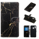 Colored Drawing Marble Pattern Horizontal Flip PU Leather Case with Holder & Card Slots & Wallet For Galaxy A20 / A30(Black Gold)