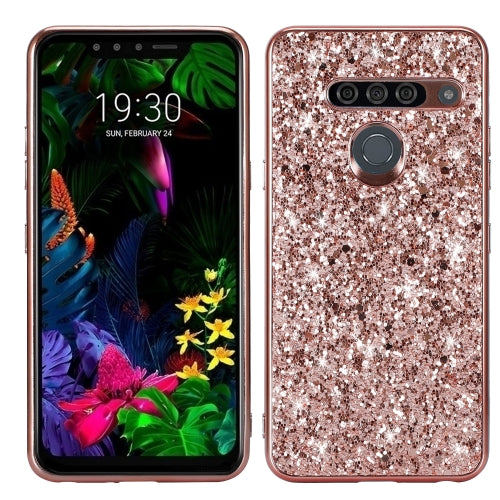 Glitter Powder Shockproof TPU Protective Case for LG G8 ThinQ(Rose Gold)