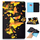 For Amazon Kindle Fire HD 8 Colored Drawing Stitching Horizontal Flip Leather Case, with Holder & Card Slots(Golden Butterfly)