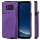 For Galaxy S8 Cat Tree Embossing Pattern Shockproof Protective Case with Card Slots & Photo Frame(Purple)
