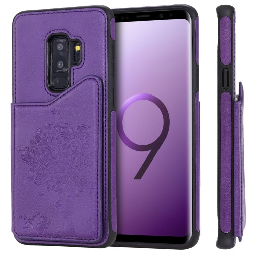 For Galaxy S9+ Cat Tree Embossing Pattern Shockproof Protective Case with Card Slots & Photo Frame(Purple)