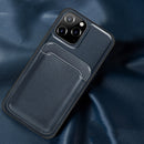 Mutural Yalan Series Magnetic Design PU + TPU Protective Case with Detachable Card Holder For iPhone 12 mini(Dark Blue)