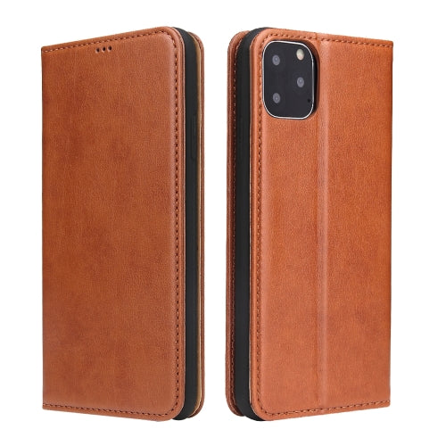 Fierre Shann PU Genuine Leather Texture Horizontal Flip Leather Case with Holder & Card Slots & Wallet For iPhone 11(Brown)