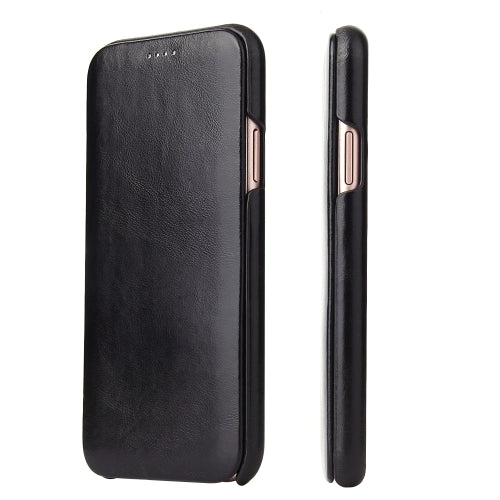Fierre Shann Business Magnetic Horizontal Flip Genuine Leather Case For iPhone X / XS(Black)