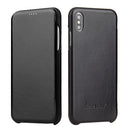 Fierre Shann Business Magnetic Horizontal Flip Genuine Leather Case For iPhone XS Max(Black)