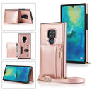 For Huawei Mate 20 Square Zipper Wallet Bag TPU+PU Back Cover Case with Holder & Card Slots & Wallet & Cross-body Strap(Rose Glod)