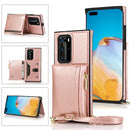 For Huawei P40 Pro Square Zipper Wallet Bag TPU+PU Back Cover Case with Holder & Card Slots & Wallet & Cross-body Strap(Rose Glod)