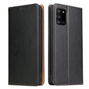 For Samsung Galaxy A31 Fierre Shann PU Genuine Leather Texture Horizontal Flip Leather Case with Holder & Card Slots & Wallet(Black)