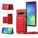 For Samsung Galaxy S10e Square Zipper Wallet Bag TPU+PU Back Cover Case with Holder & Card Slots & Wallet & Cross-body Strap(Red)