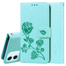 Rose Embossed Horizontal Flip PU Leather Case with Holder & Card Slots & Wallet For iPhone 12 mini(Green)