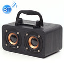 FT-4002 Wooden Wireless Bluetooth Portable Retro Subwoofer Speakers, Support TF card & USB MP3 Playback(Black Wood Grain)