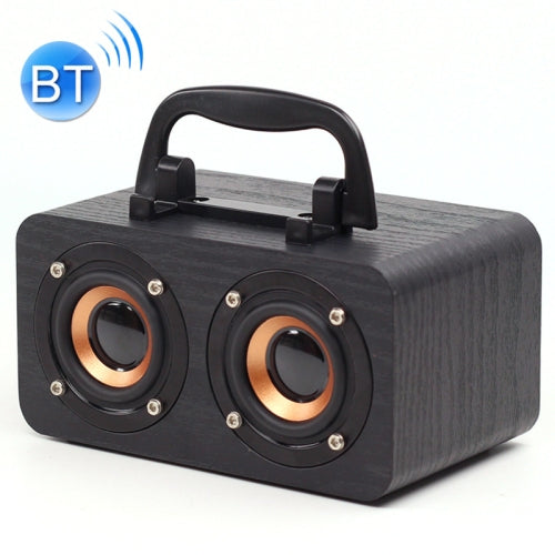 FT-4002 Wooden Wireless Bluetooth Portable Retro Subwoofer Speakers, Support TF card & USB MP3 Playback(Black Wood Grain)