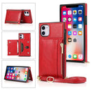 Square Zipper Wallet Bag TPU+PU Back Cover Case with Holder & Card Slots & Wallet & Cross-body Strap For iPhone 11(Red)