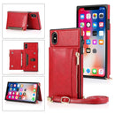 Square Zipper Wallet Bag TPU+PU Back Cover Case with Holder & Card Slots & Wallet & Cross-body Strap For iPhone XS Max(Red)