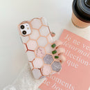 Gold Rimmed Marble Pattern Plating Double-layer PC Case For iPhone 12 Pro Max(Grey Pink)