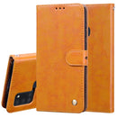For Samsung Galaxy A21s Business Style Oil Wax Texture Horizontal Flip Leather Case, with Holder & Card Slots & Wallet(Yellow)