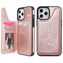 Skull Head Embossing Pattern Shockproof Protective Case with Holder & Card Slots & Wallet For iPhone 12 Pro Max(Rose Gold)