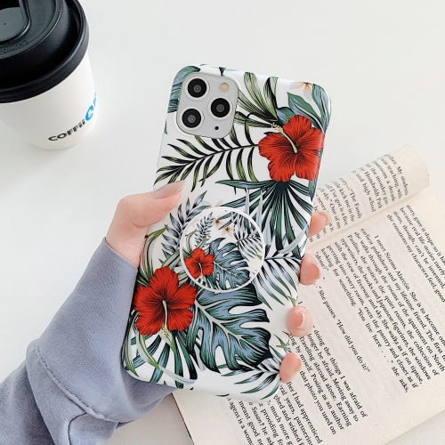 Flower and Leaf Pattern Shockproof TPU Protective Case with Holder For iPhone 11 Pro(10)