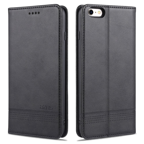 AZNS Magnetic Calf Texture Horizontal Flip Leather Case with Card Slots & Holder & Wallet For iPhone 6 Plus(Black)