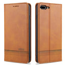 AZNS Magnetic Calf Texture Horizontal Flip Leather Case with Card Slots & Holder & Wallet For iPhone 8 Plus/7 Plus(Light Brown)