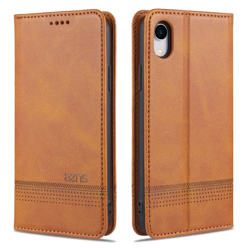 AZNS Magnetic Calf Texture Horizontal Flip Leather Case with Card Slots & Holder & Wallet For iPhone XR(Light Brown)