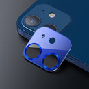 USAMS US-BH706 One-piece Metal Frame Rear Camera Lens Tempered Glass Film For iPhone 12 mini(Blue)