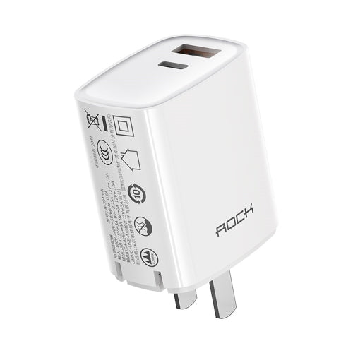 ROCK T42 PD 20W Dual Ports Travel Charger Power Adapter, CN Plug(White)